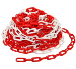 Plastic separator chain, white and red stripes, 8 mm