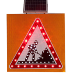 Solar-Powered Construction Warning Sign