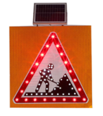 Solar-Powered Construction Warning Sign